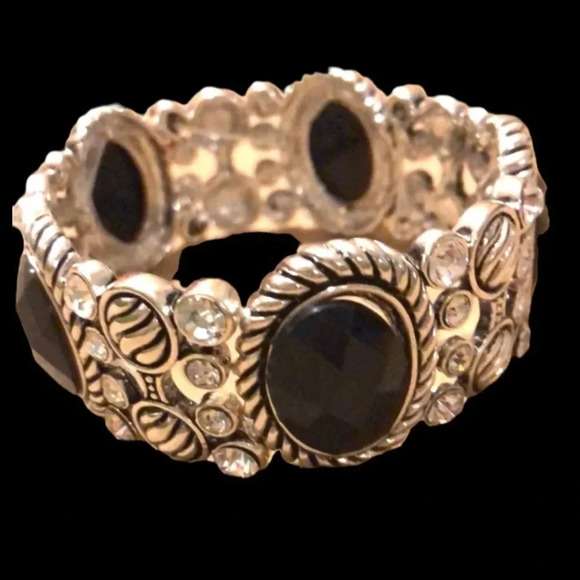 NEW BRACELET ELASTIC COSTUME JEWELRY BLACK - Picture 1 of 6
